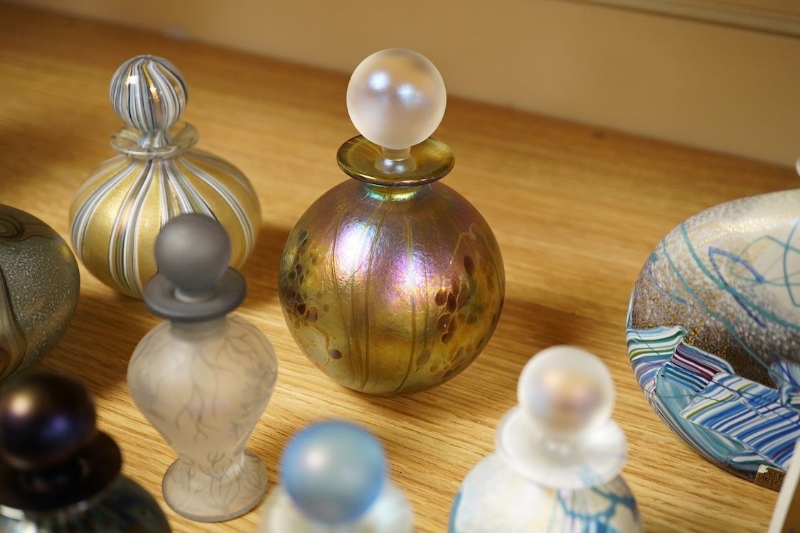 A collection of thirteen Isle of Wight scent bottles, tallest 15cm